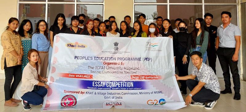 Students of ICFAI University during the programme organised in collaboration with KVIC on March 9.